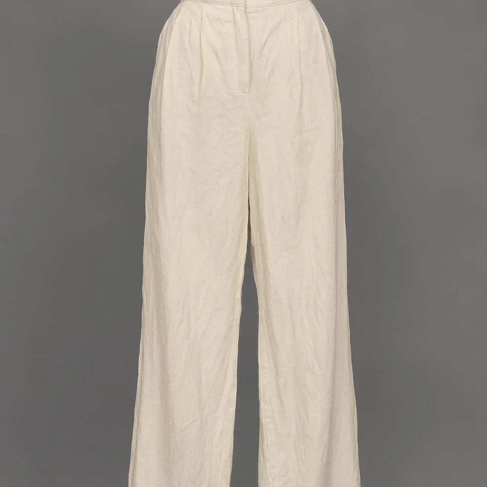 Noli The Label XL Wide Leg Linen Blend Rayon High Rise Pants Neutral NWOT - Picture 1 of 5